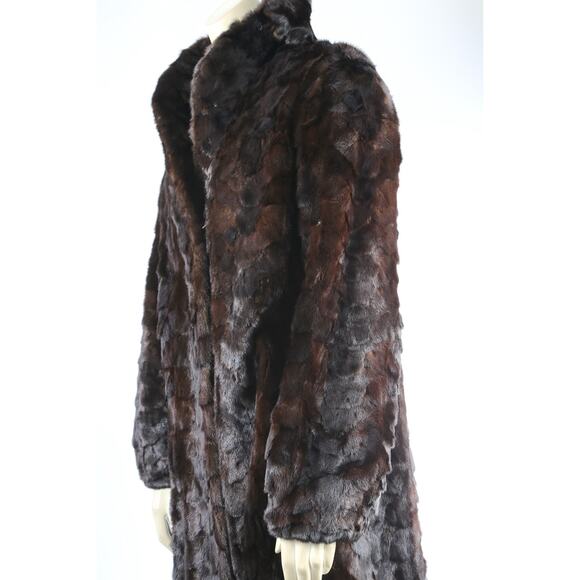 Vintage Genuine Brown Mink Fur Coat Luxury Soft Midi Classic Timeless Size S - Picture 14 of 16